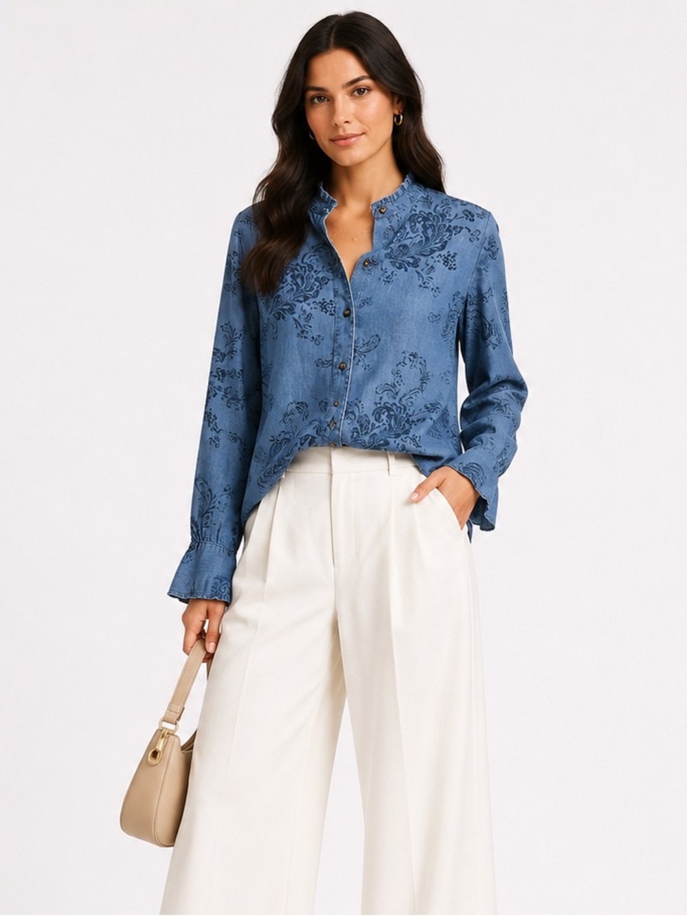 Style & Co. Blue Floral Button-Down Shirt